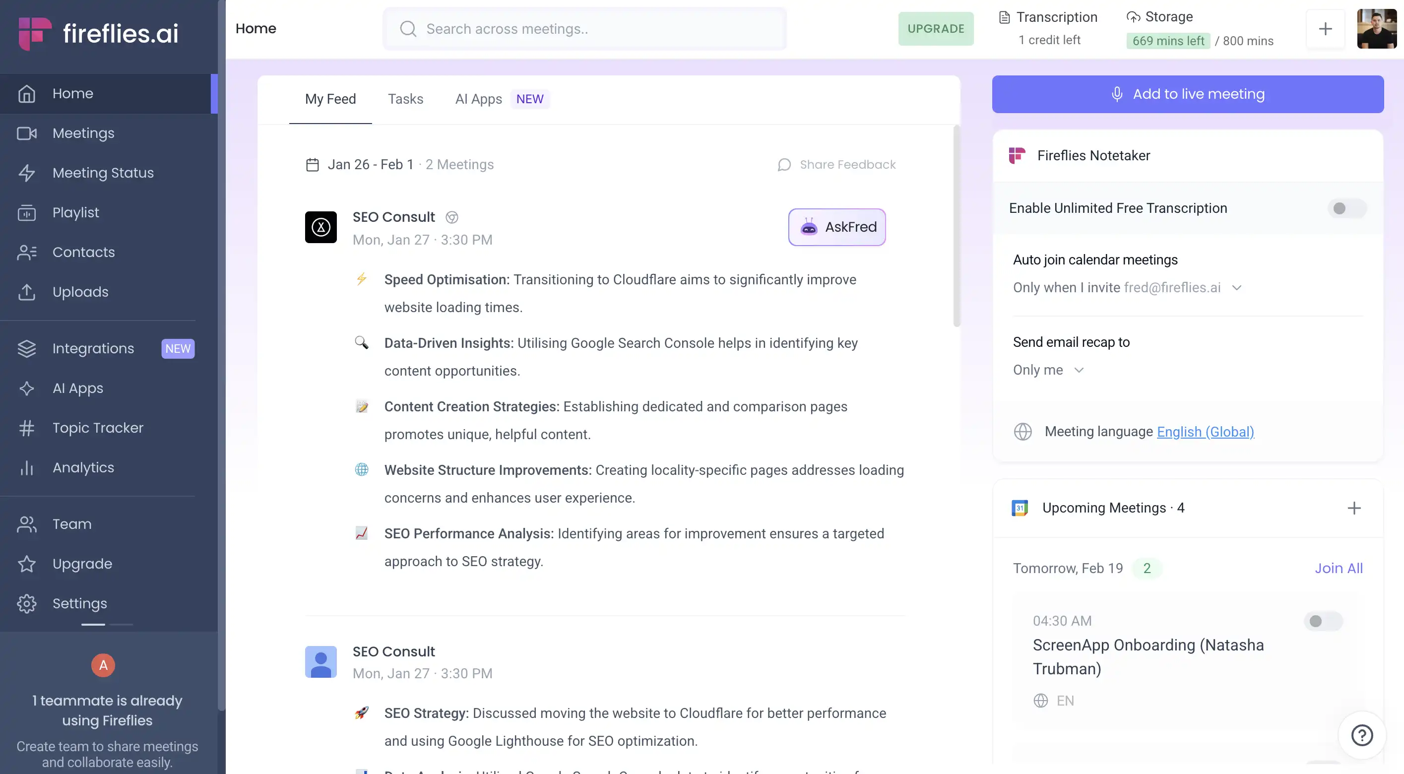 Fireflies.ai interface screenshot
