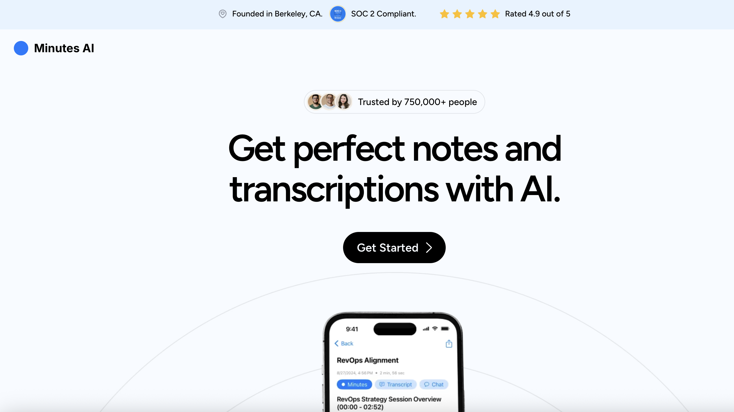 Minutes AI interface screenshot