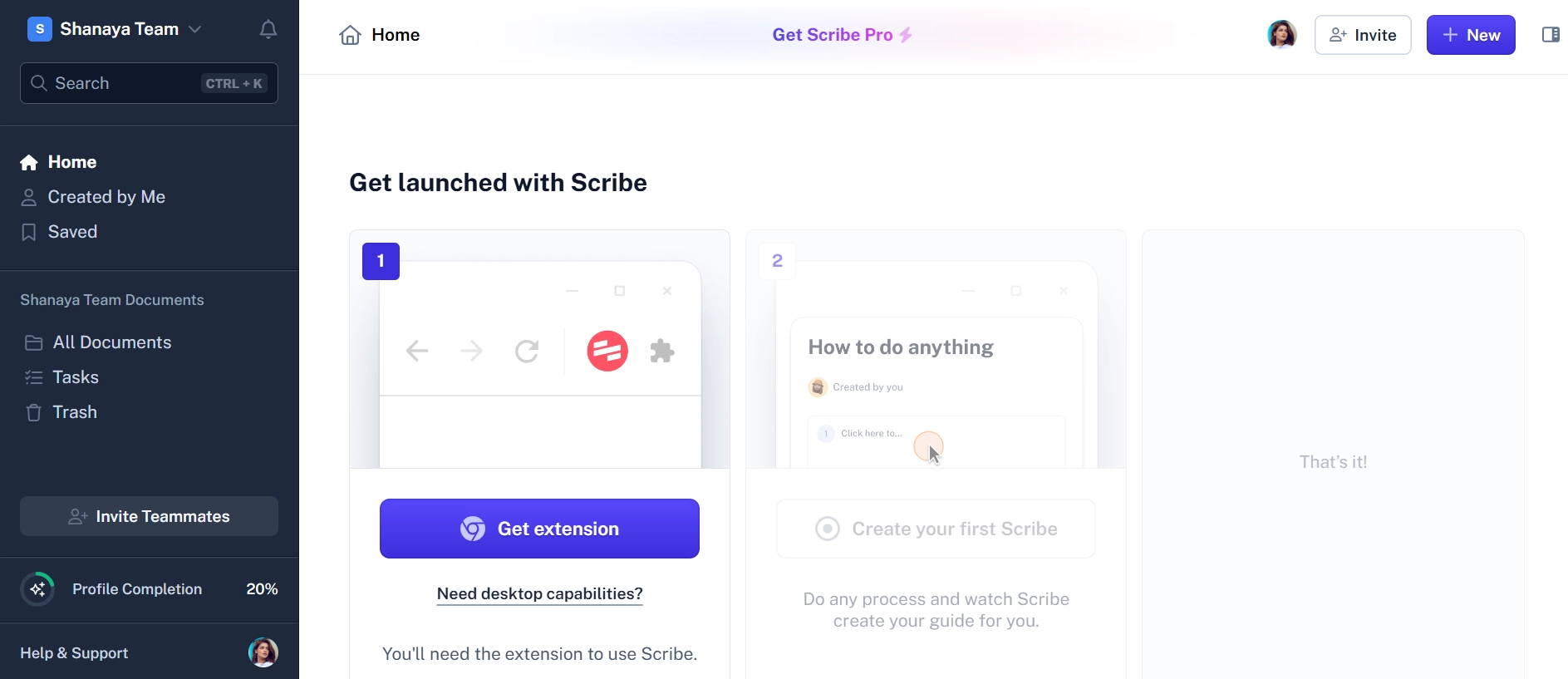 Scribe AI interface screenshot