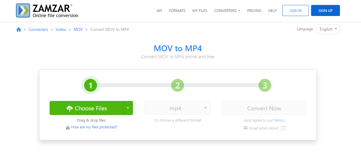 Zamzar - MOV to MP4 Converter