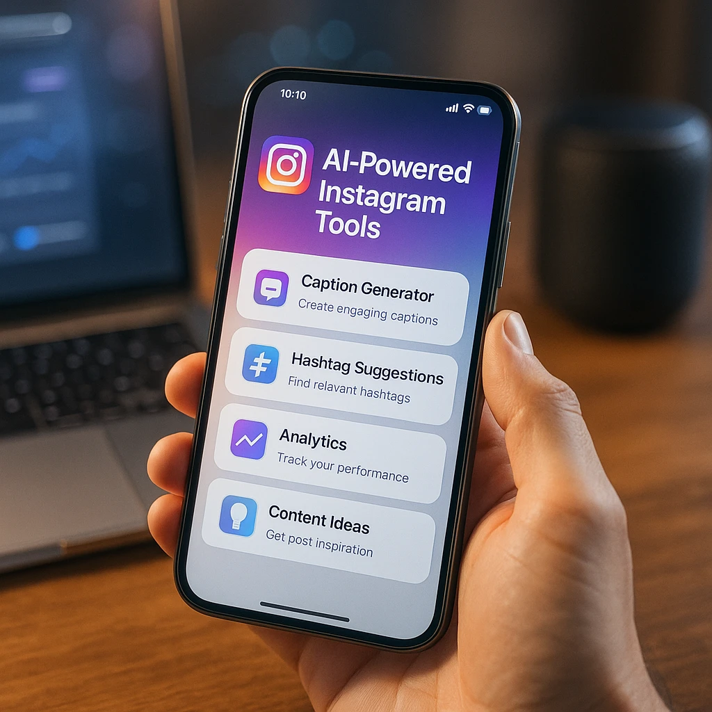 AI Instagram post generator mobile interface demonstration