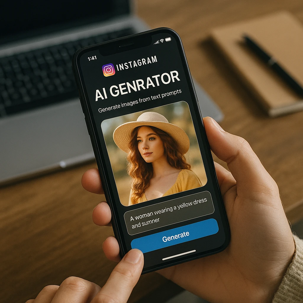 AI Instagram post generator mobile interface demonstration