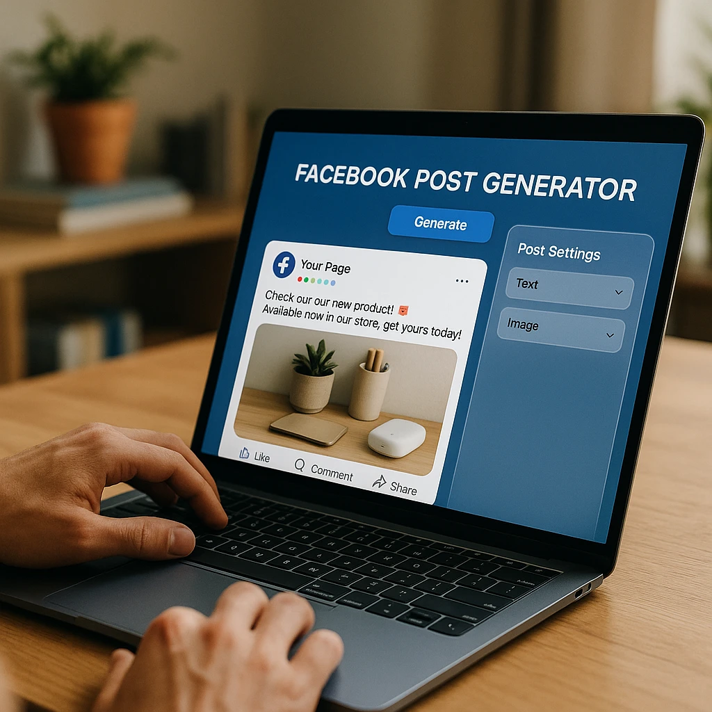 AI Facebook post generator dashboard interface