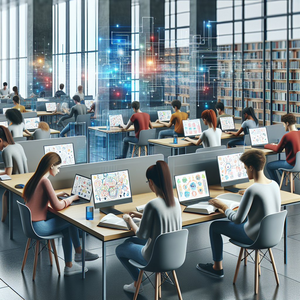 Students using AI mind mapping tools to organize study notes and create visual learning materials