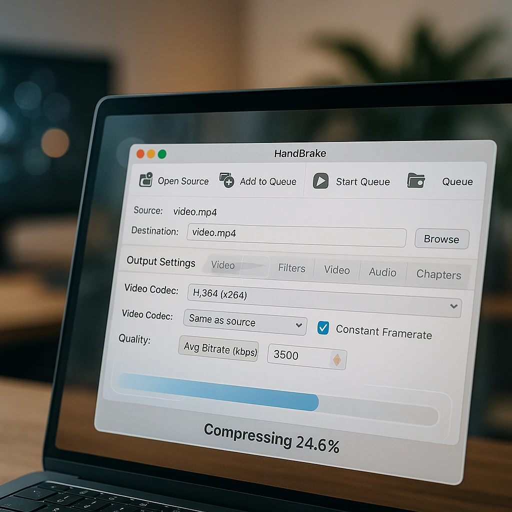 handbrake software interface showing compression settings
