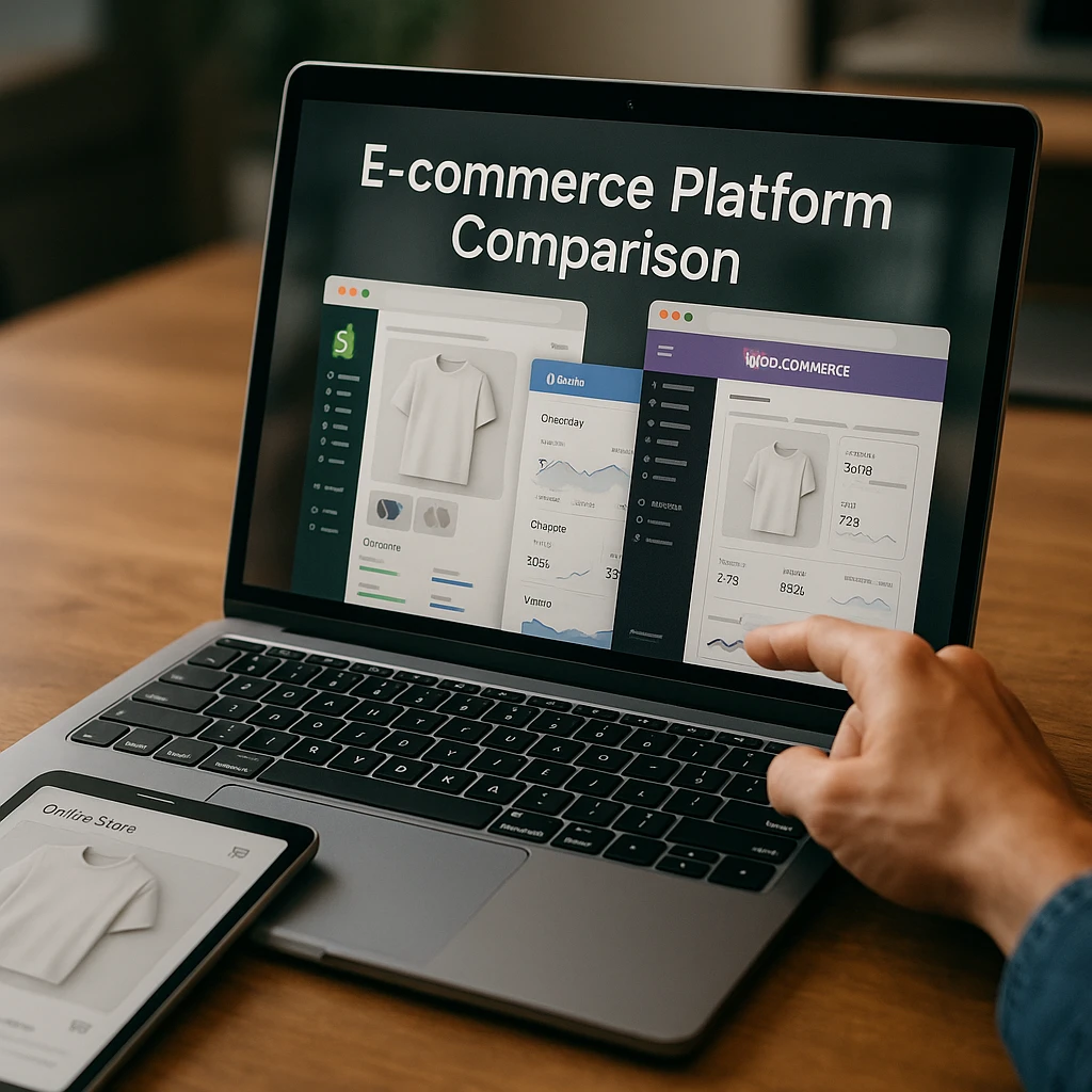 Professional managing their online store through an e-commerce platform dashboard