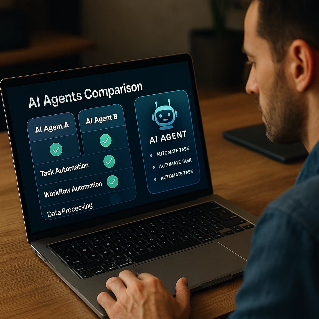 AI agents comparison showing automation capabilities and interface
