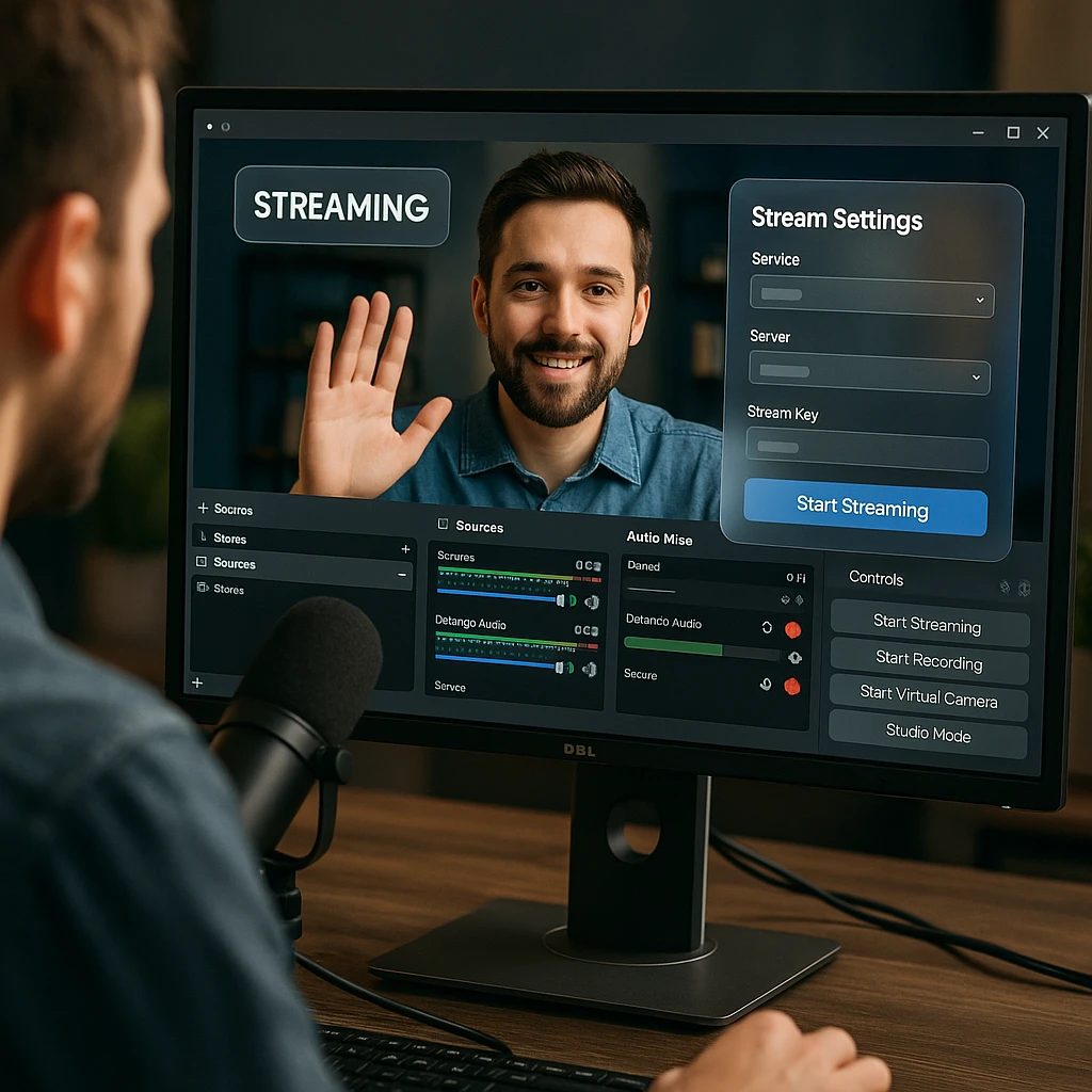 professional streaming dashboard with OBS interface