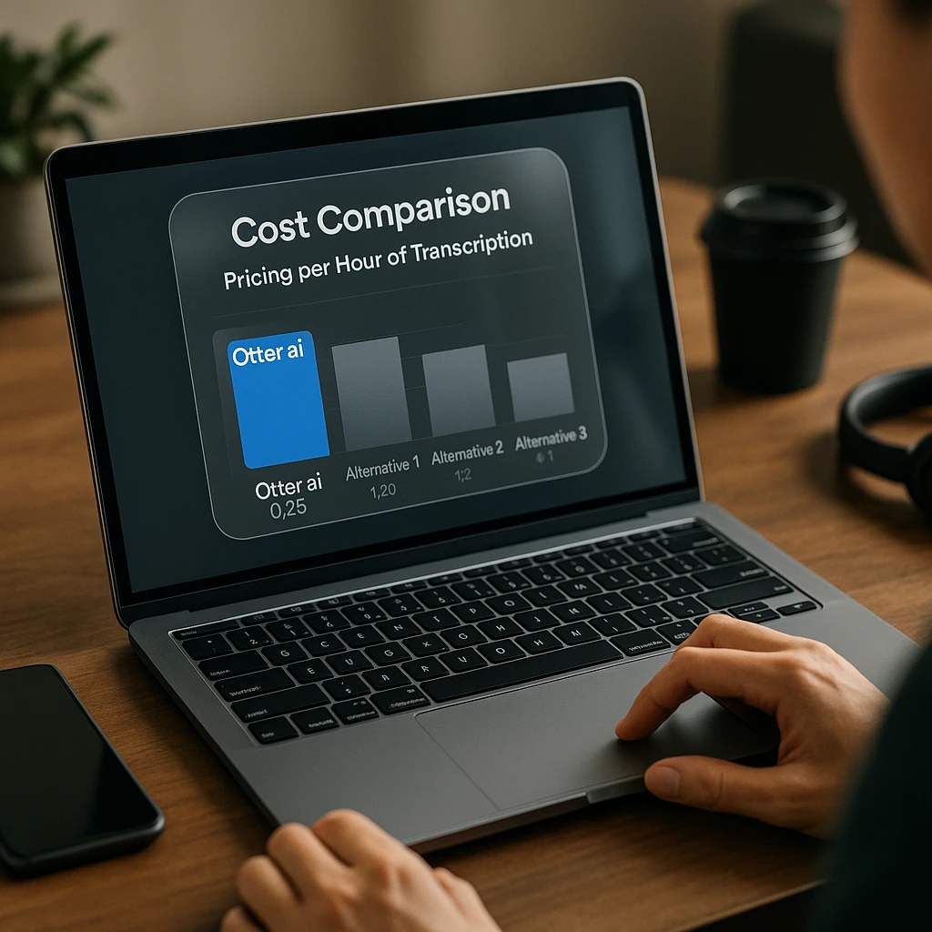 Cost comparison chart showing Otter.ai pricing vs alternatives per hour of transcription