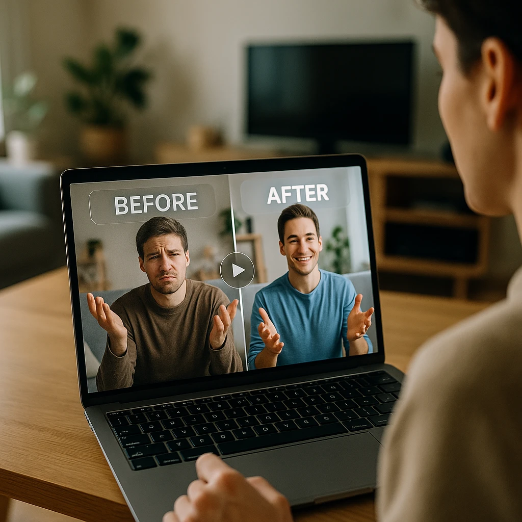 Before and after video object removal comparison showing professional results